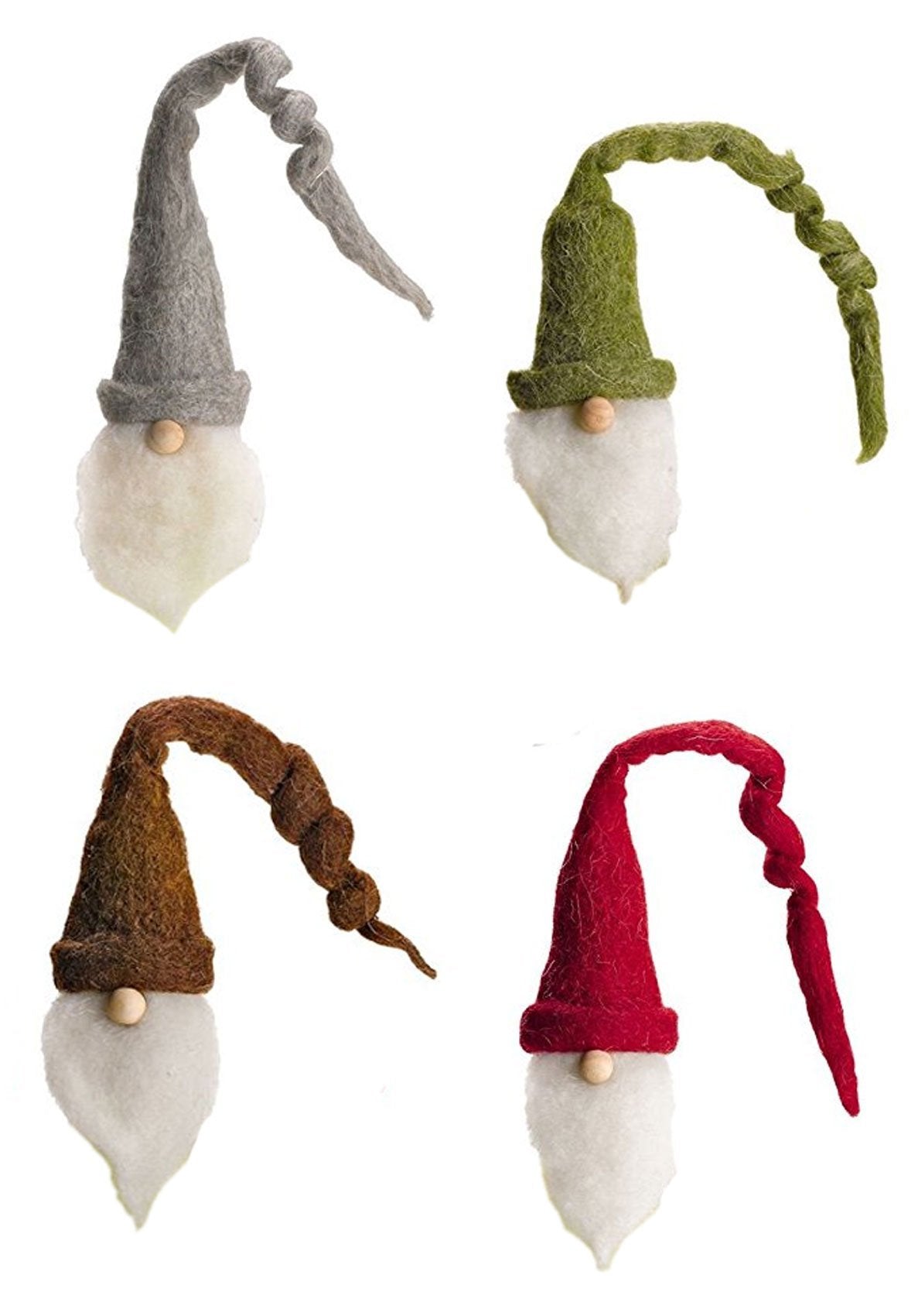 Set/4 Santa Wine Bottle Cover Toppers with Twirly Hats