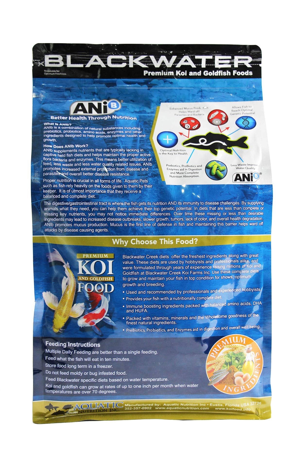 Blackwater Premium Koi and Goldfish Foods Cool Season Diet 5 lb Medium Pellet