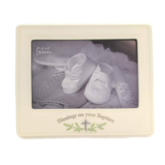 Roman Giftware Inc., Sacraments, Baptism & Christening, 6" H Baptism Blessing Frame 4X6,Religious, Inspirational, Durable (7x1x5)