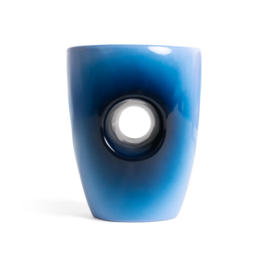 Water Hand Warmer Mug – Blue Gradient Ceramic Mug with Comfort Grip Hole