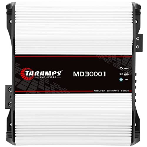 Taramp's MD 3000.1 Full Range Amplifier 3000 Watts RMS 2 Ohms 1 Channel High Efficiency Mono Amplifier Class D, Bass Boost Car Audio Sound Monoblock, Crossover, High Power Amp