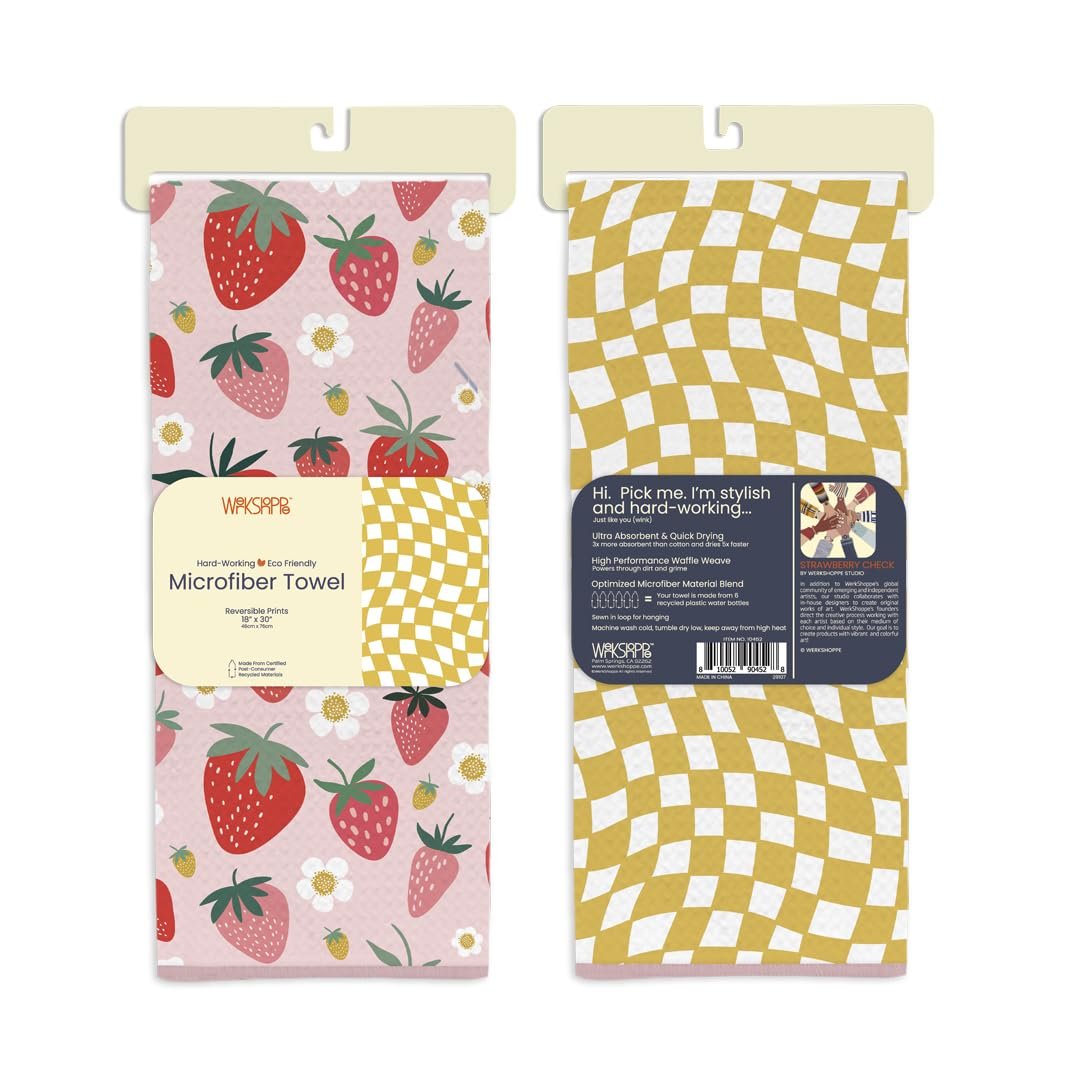 WerkShoppe Strawberry Check Microfiber Towel