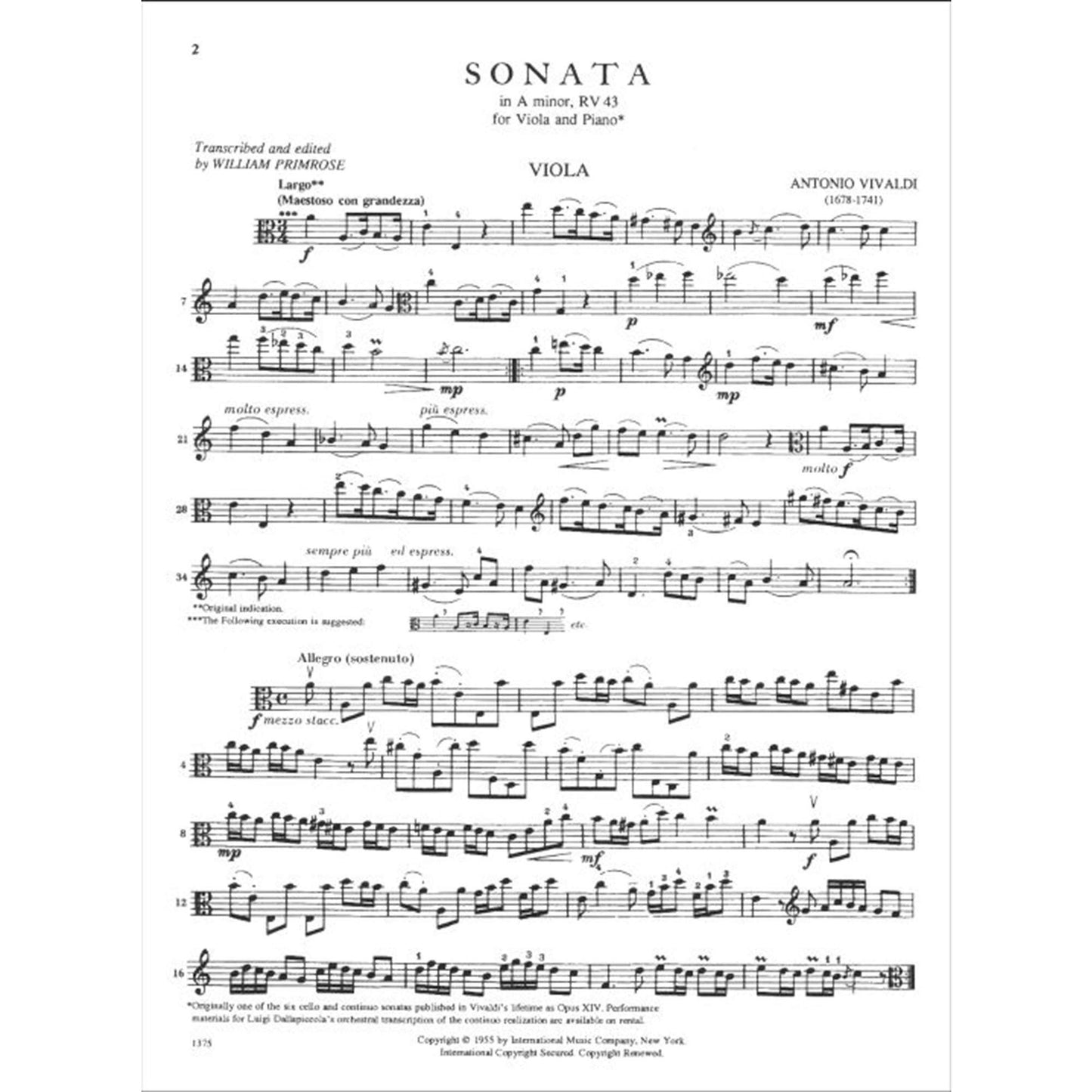 Vivaldi, Antonio - Sonata No 3 in a minor, RV 43 - for Viola - edited by William Primrose - International Music Company [Sheet music] [Sheet music] [Sheet music] [Sheet music] [Sheet music] [Sheet music] [Sheet music] [Sheet music] [Sheet music] [Sheet...