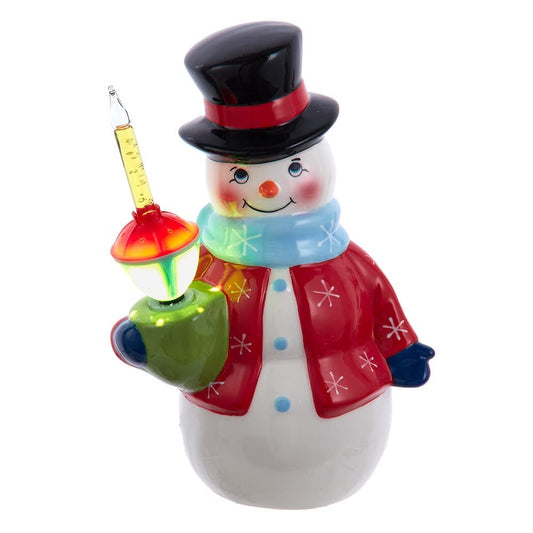 Kurt S. Adler Kurt Adler 10-Inch Ceramic Snowman with Bubble Light Table Piece, White