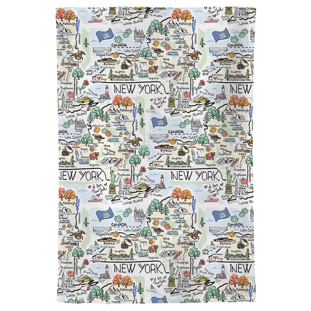 Fish Kiss 16"x24" Map Towel is 100% Microfiber Waffle Weave Help You Explore in Detail – Our Super Absorbent & Soft, Machine Washable State Map Towel is Stain & Wrinkle Resistant
