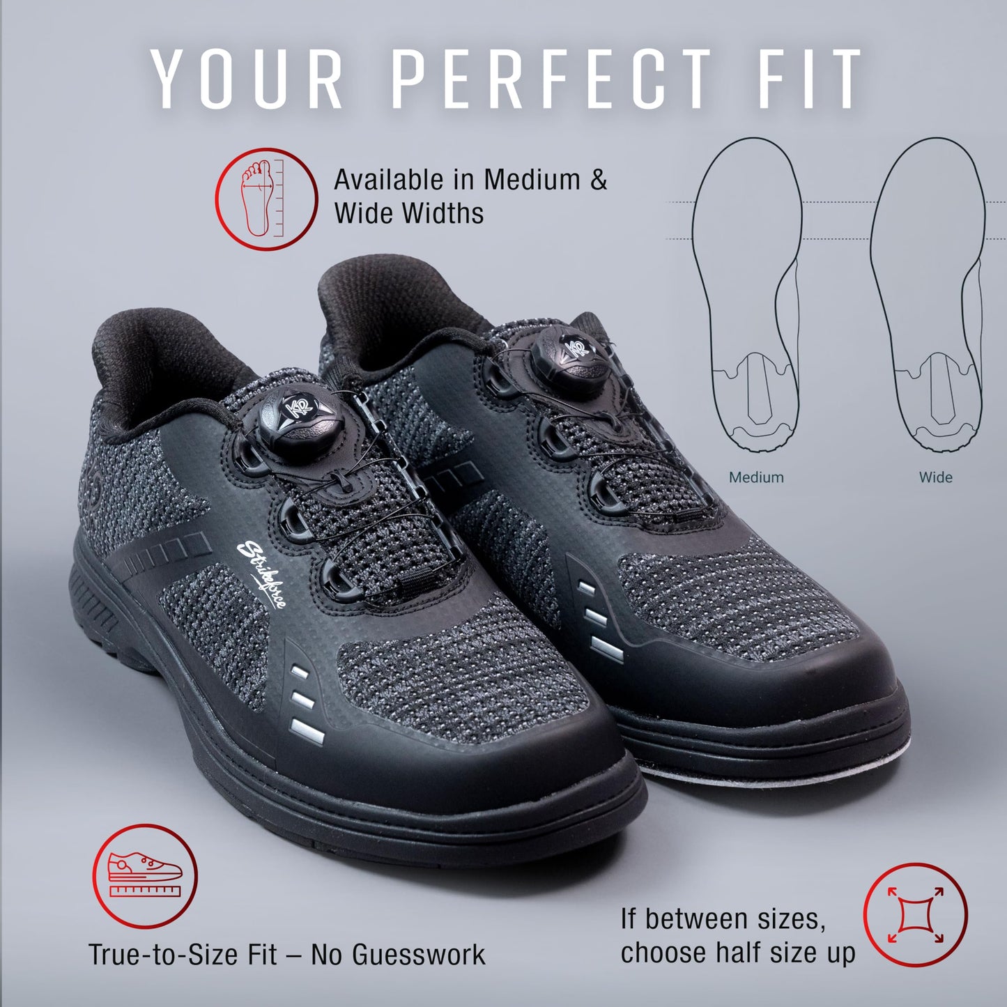KR Strikeforce Jet FT Right Hand Men's Performance Bowling Shoe with Interchangeable Slide pad and Heel on The Slide Foot only