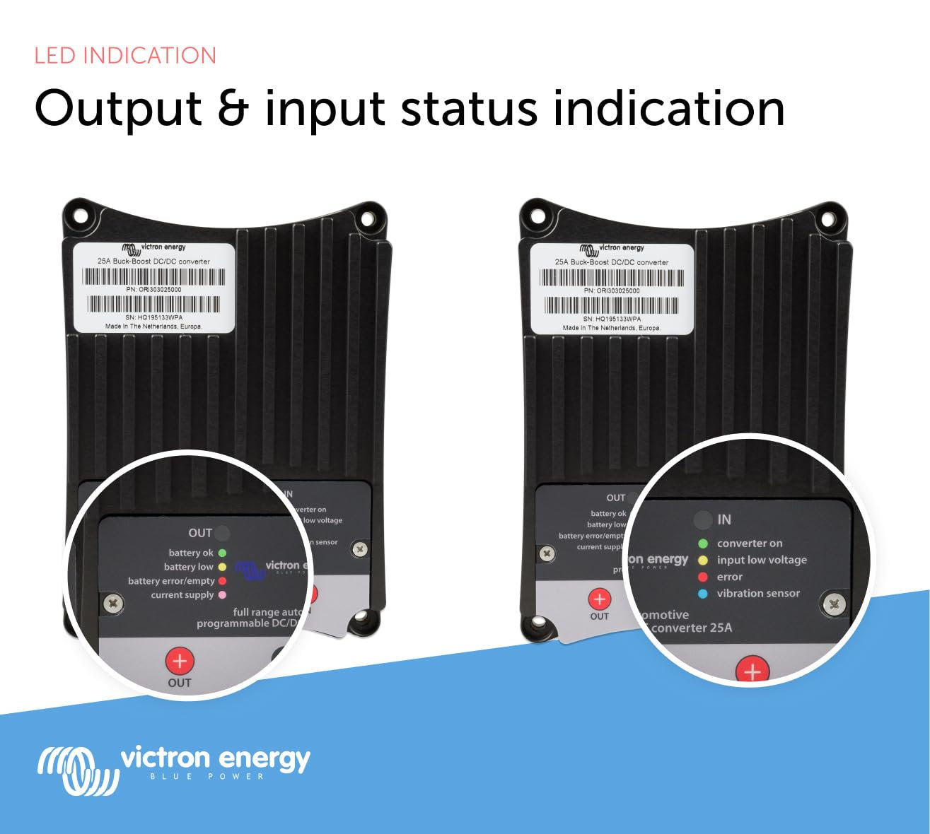 Victron Energy Buck-Boost DC-DC Converter 25 Amp for Charging a 12V or 24V Service Battery in Vehicles