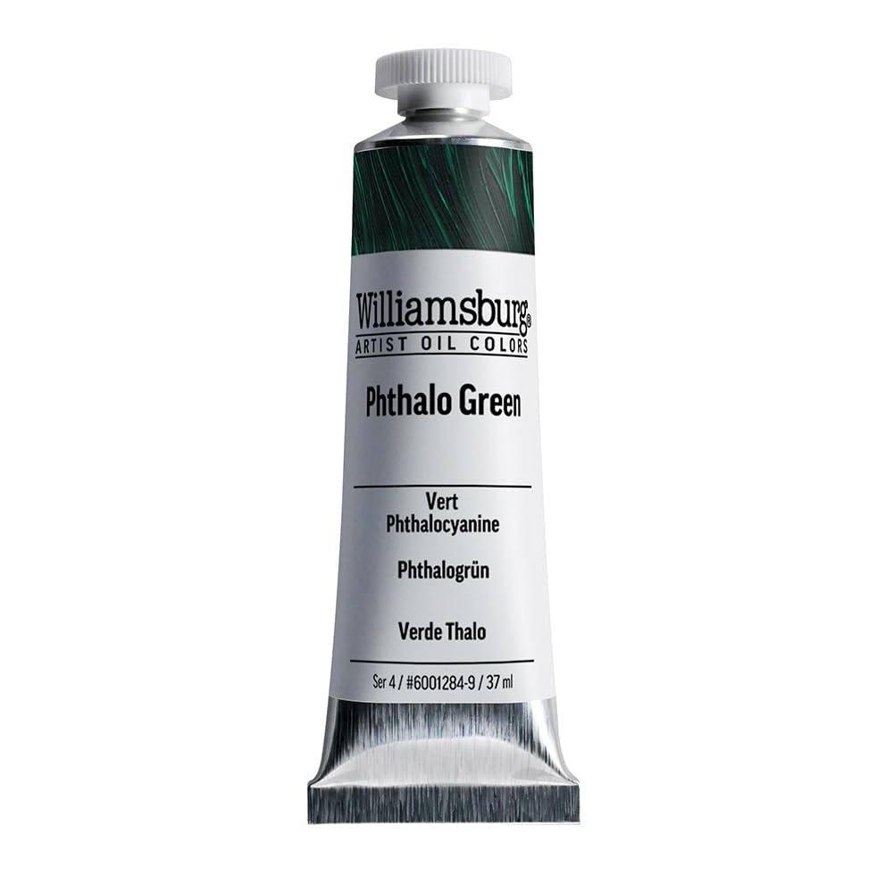 Williamsburg Artist Oil Colors by GOLDEN, Phthalo Green, 37 ml tube, Professional Oil Paint, Transparent