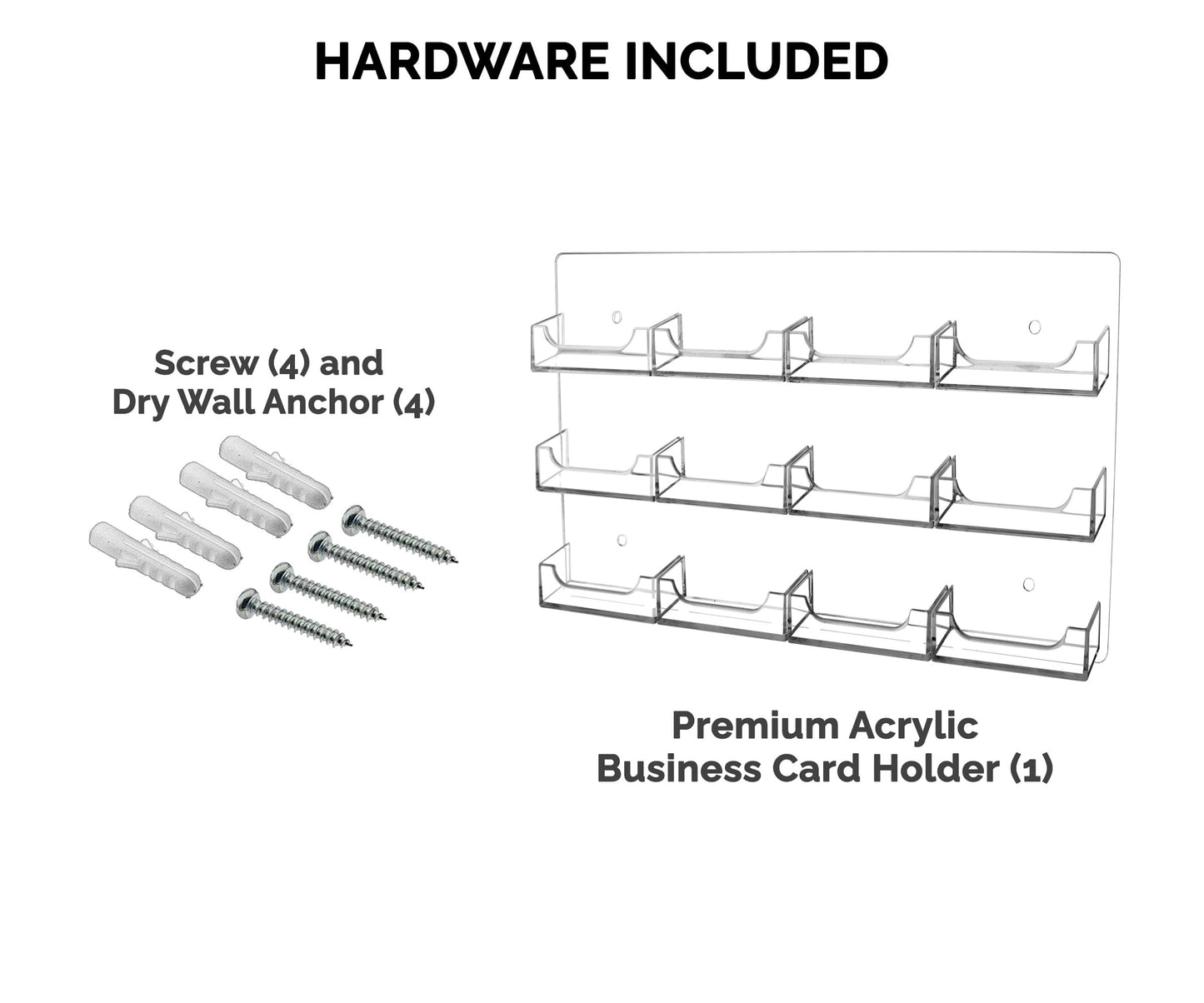 Marketing Holders Multi Pocket Premium Business Card Holder Acrylic Horizontal Wall Mount