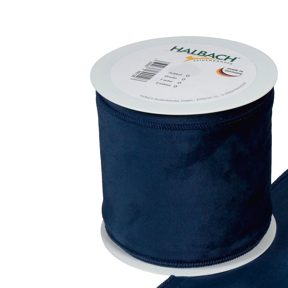 FloristryWarehouse Blue Christmas Velvet Fabric Ribbon 4 inches Wide on 9 Yards roll. Wired Edge