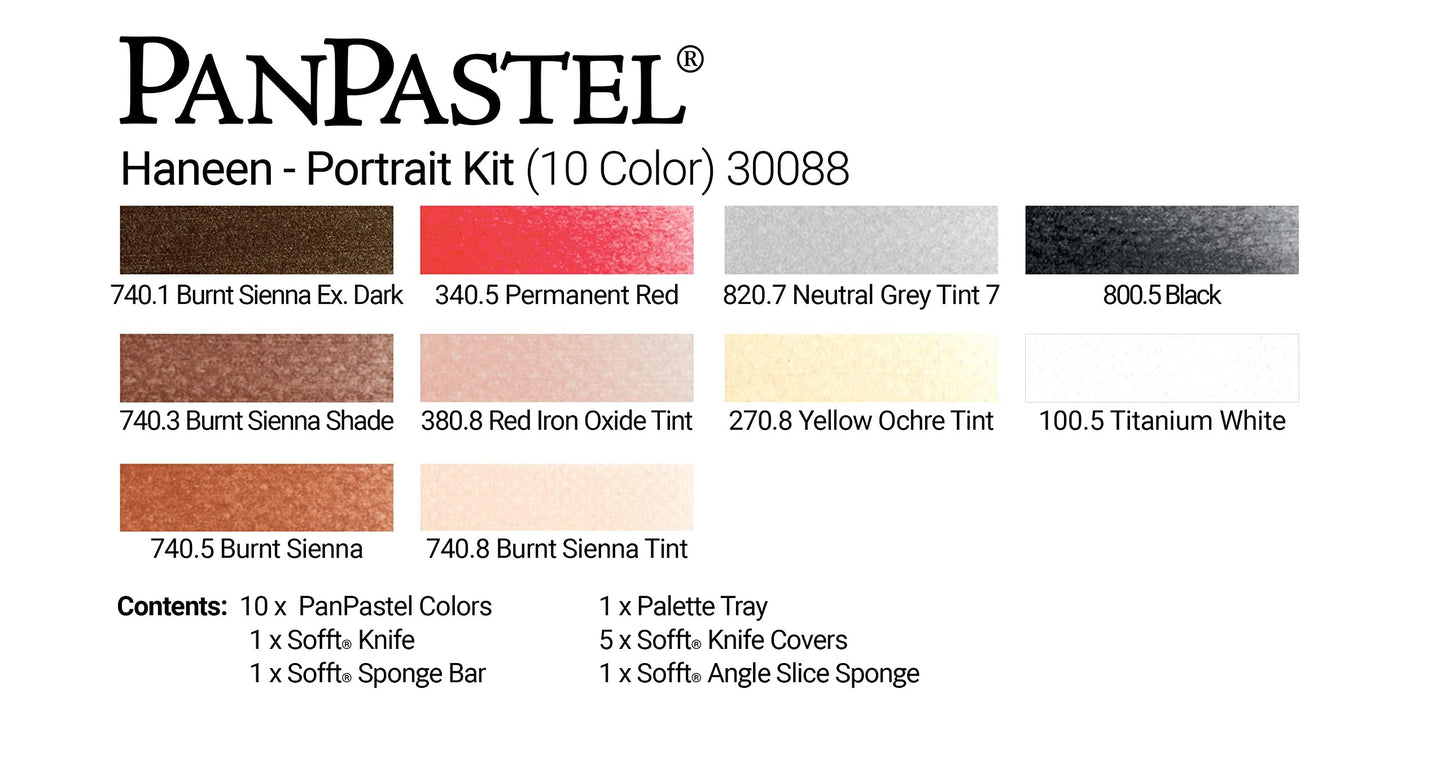 PanPastel Artist Pastels by GOLDEN, Haneen Portrait Set, 10 Color, Professional Artist Pastels, Unique Pan Format (cake-like)