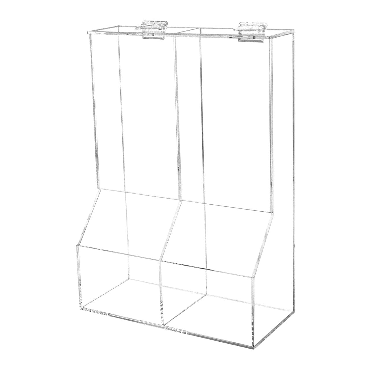 Marketing Holders Condiment Bin Double Compartment Sugar Packets and Wrapped Candy Caddy Clear Acrylic 8.5" x 12.25" Freestanding Container with Lid Retail Stores and Convenience Stores