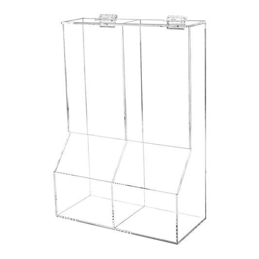 Marketing Holders Condiment Bin Double Compartment Sugar Packets and Wrapped Candy Caddy Clear Acrylic 8.5" x 12.25" Freestanding Container with Lid Retail Stores and Convenience Stores