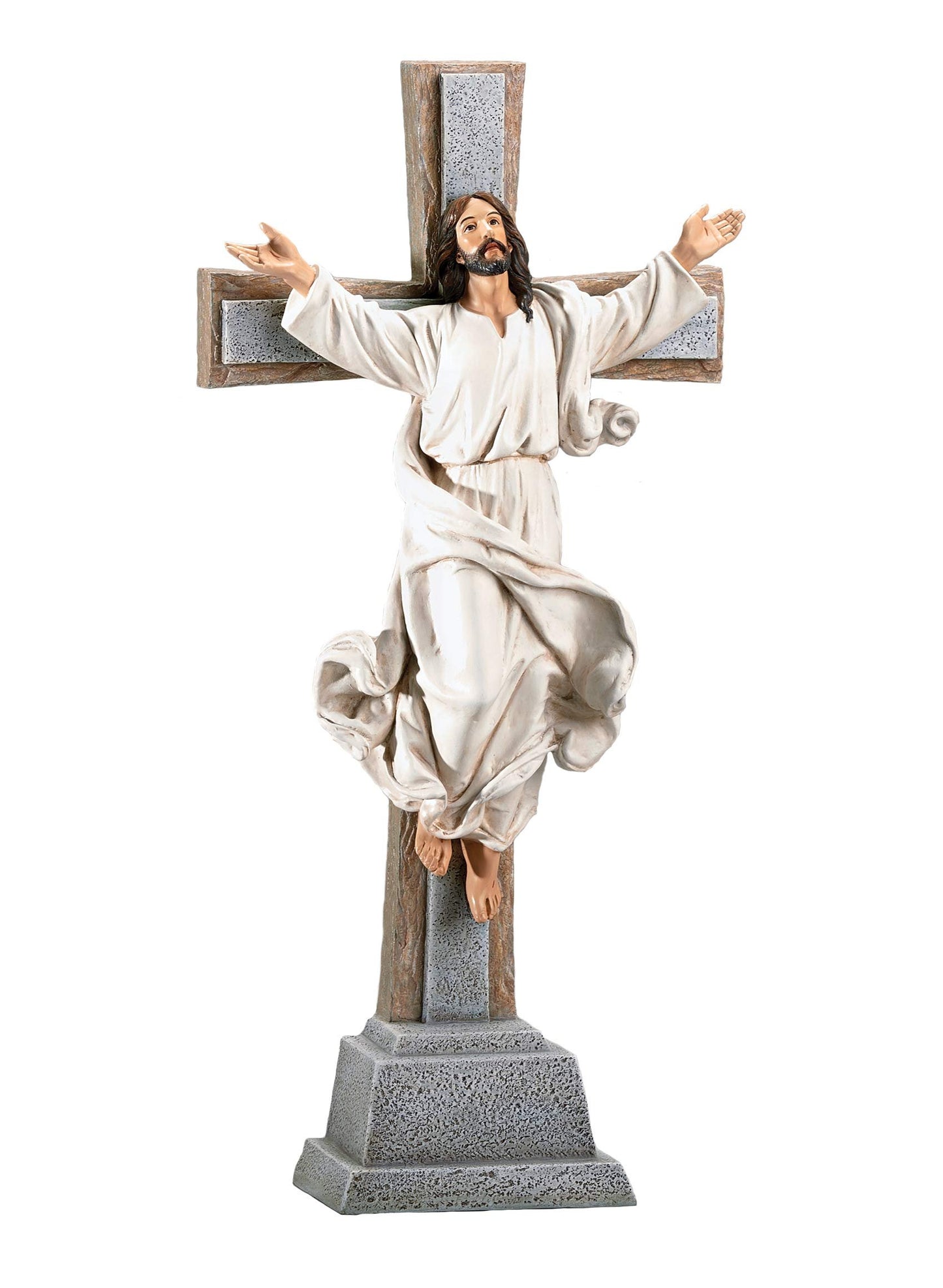 Joseph's Studio by Roman – 15" Risen Christ Tabletop Crucifix, Easter Decoration, Christian Religious Home Décor