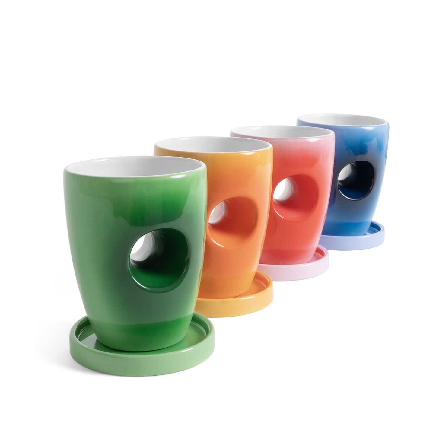 Earth Hand Warmer Mug – Orange Gradient Ceramic Mug with Comfort Grip Hole