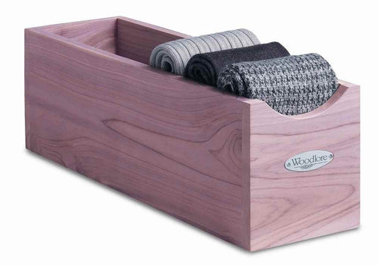 Woodlore Set of 2 Aromatic Cedar Stackable Socks Box for Dresser Drawer holds 6 Pairs