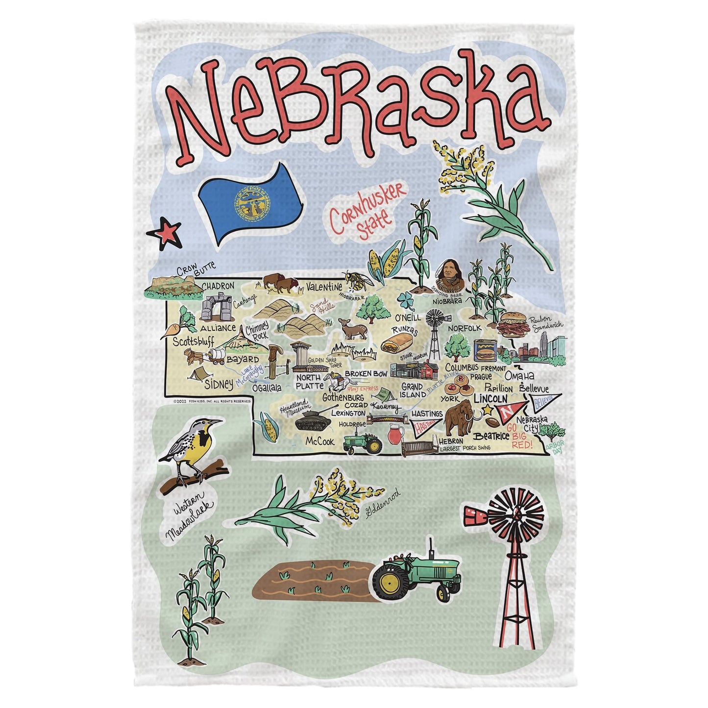 Fish Kiss® 16"x24" Map Dish Towel is of 100% Microfiber Waffle Weave Making it Super Absorbent, Soft & Machine Washable - Map Kitchen Towel,Map Dish Cloth is Multi Purpose
