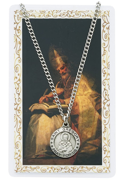 Round St. Gregory the Great Medal with Prayer Card