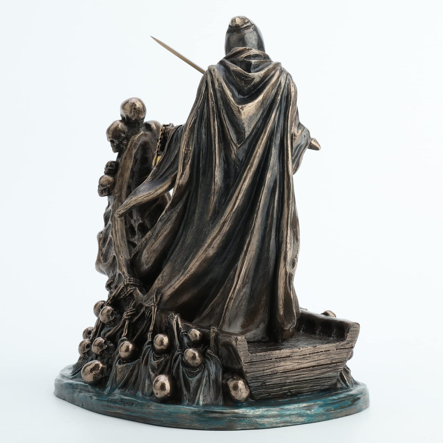 Veronese Design 7 7/8 Inch Tall Dark Messenger and The Ferry of The Damned Resin Sculpture Bronze Finish Grim Reaper Statue
