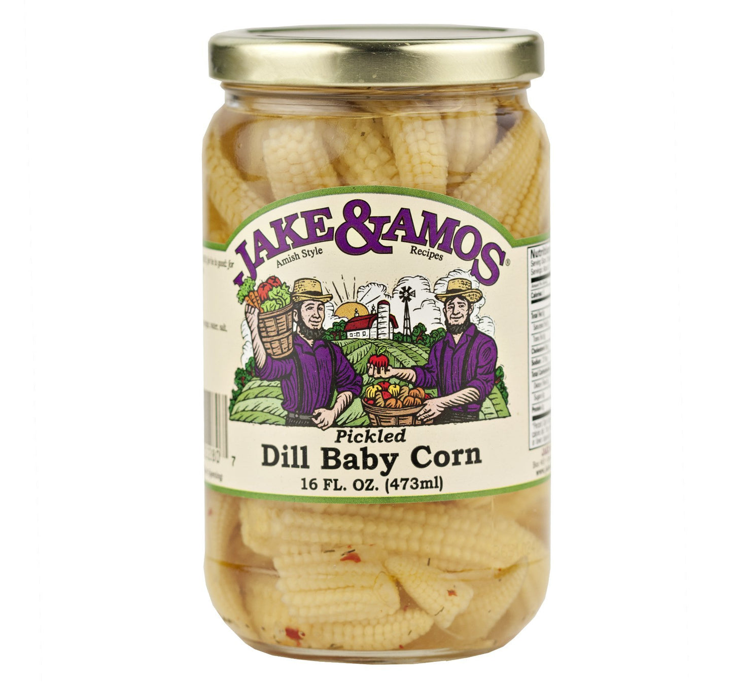 Jake & Amos Pickled Dill Baby Corn 16 oz. (3 Jars)
