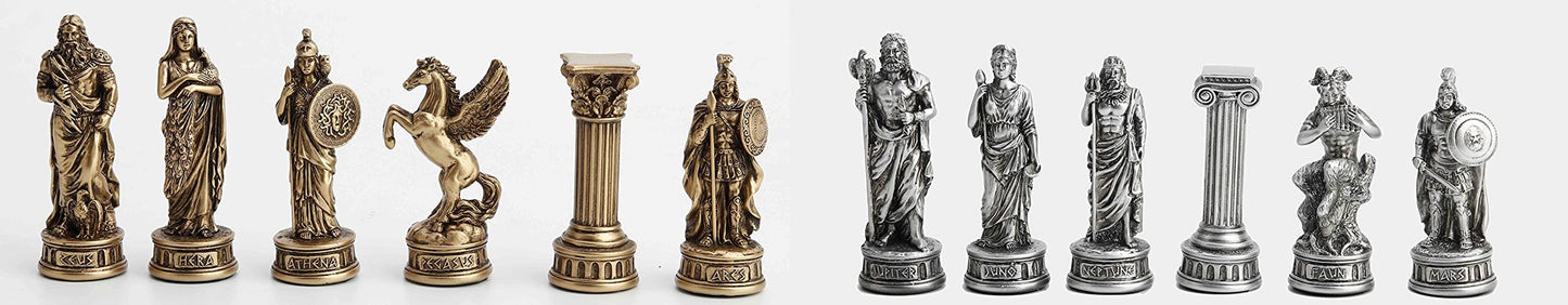 Veronese Design Greek and Roman God 32 Pieces Chess Set Resin Statue Hand Painted Figurine