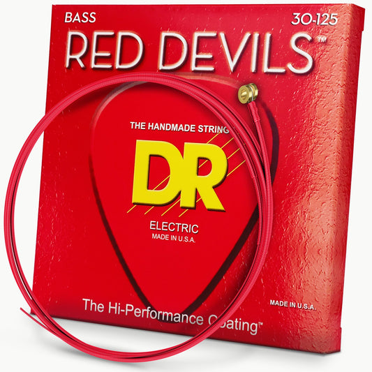 DR Strings Red Devils - Extra-Life Red Coated 6 String Bass 30-125