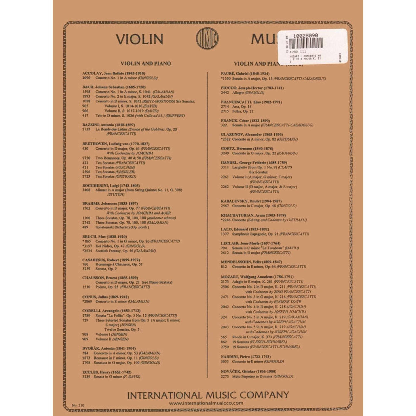 Mozart, WA - Concerto No 2 In D Major, K 211 - Violin and Piano - edited by Zino Francescatti - International Music Comp [Sheet music] [Sheet music] [Sheet music] [Sheet music] [Sheet music] [Sheet music] [Sheet music] [Sheet music] [Sheet music]...