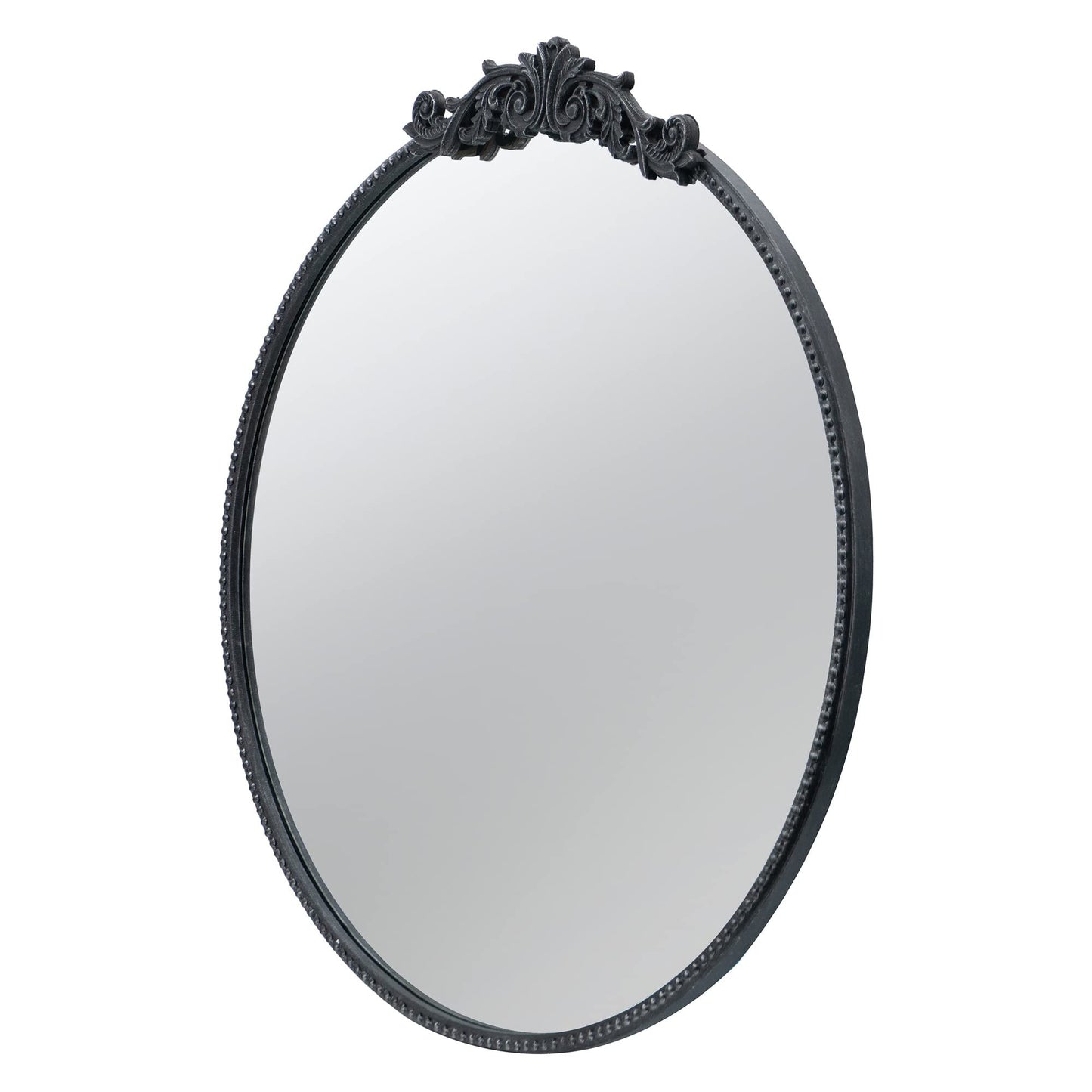 A&B Home Circle Mirror, 30"x32" Wall Mounted Mirrors with Round Black Metal Frame for Bathroom Bedroom Living Room Entryway