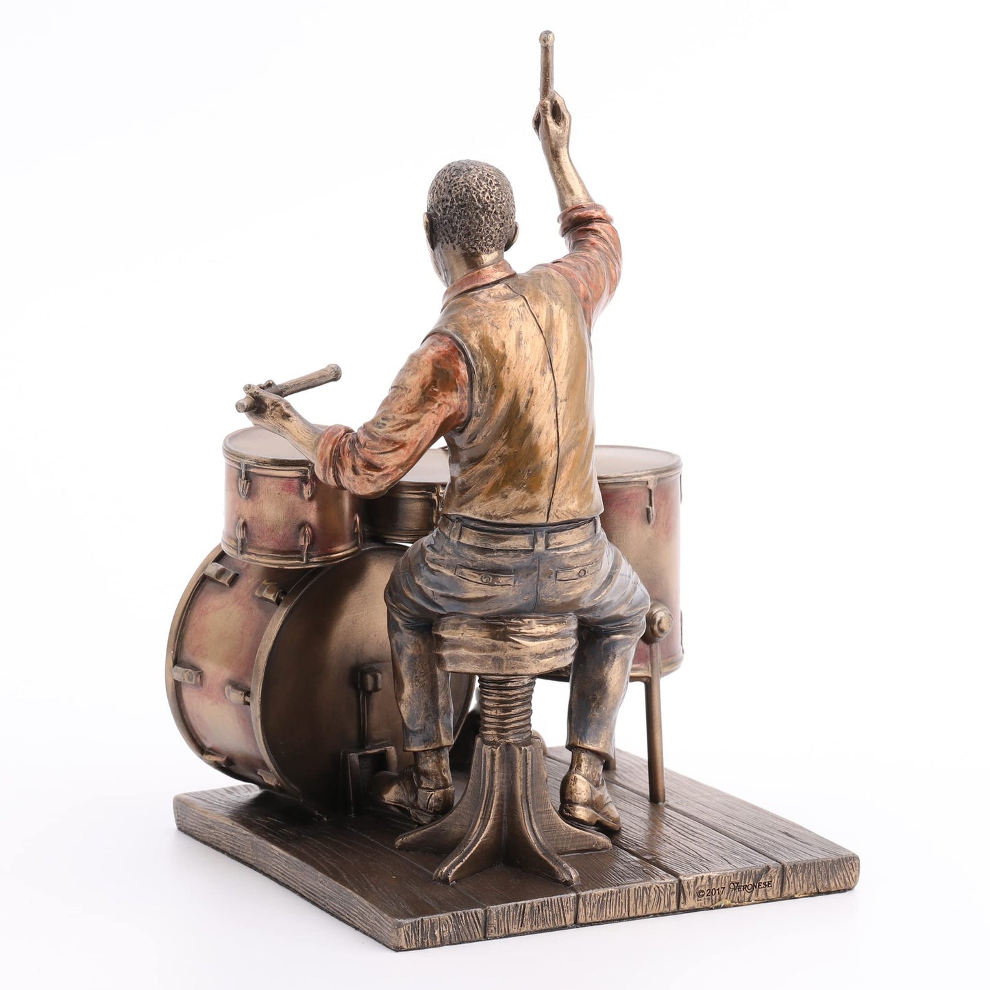 Veronese Design 8" Jazz Band Drummer Resin Figurine Bronze Finish Statue