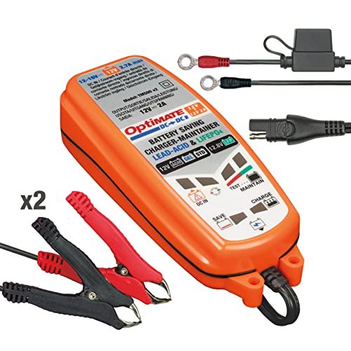 TecMATE Optimate DC to DC, TM-500v3, 6-Step 12V/12.8V 2A Sealed Battery Saving Charger & Maintainer