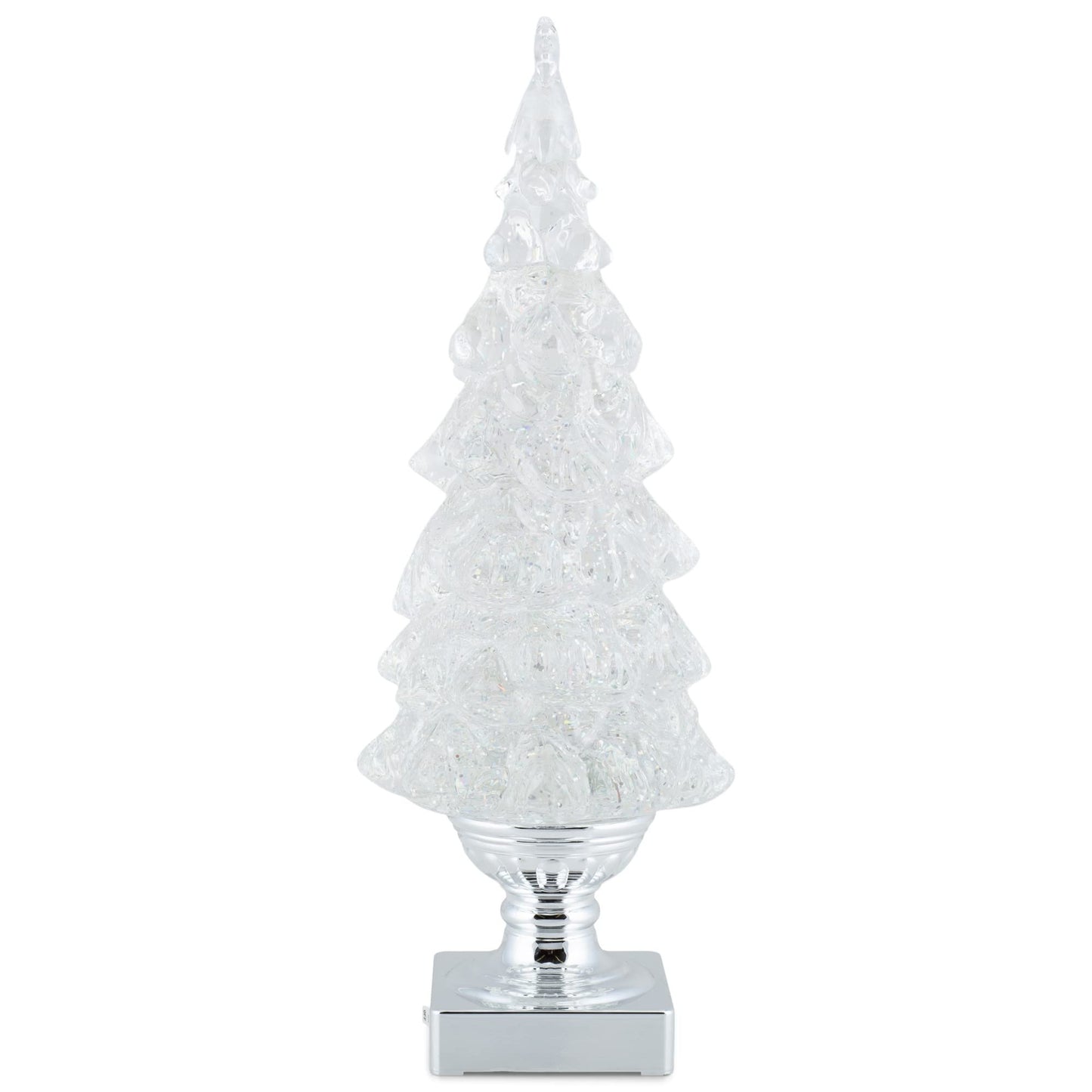 RAZ Imports 2022 Holiday Water Lanterns 13.75" Silver Lighted Swirling Glitter Tree