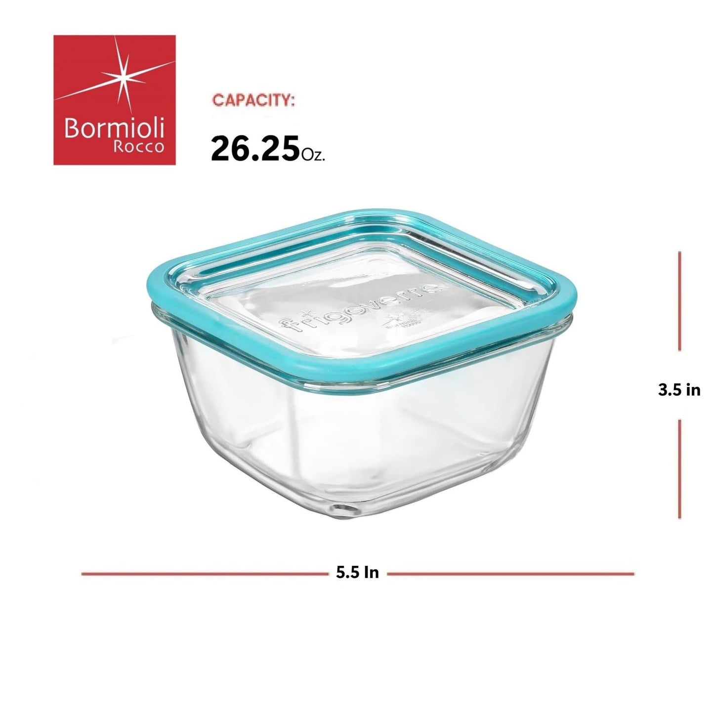 Bormioli Rocco Frigoverre Future Food Storage Container, Made From Durable Glass, Dishwasher Safe, Made In Italy