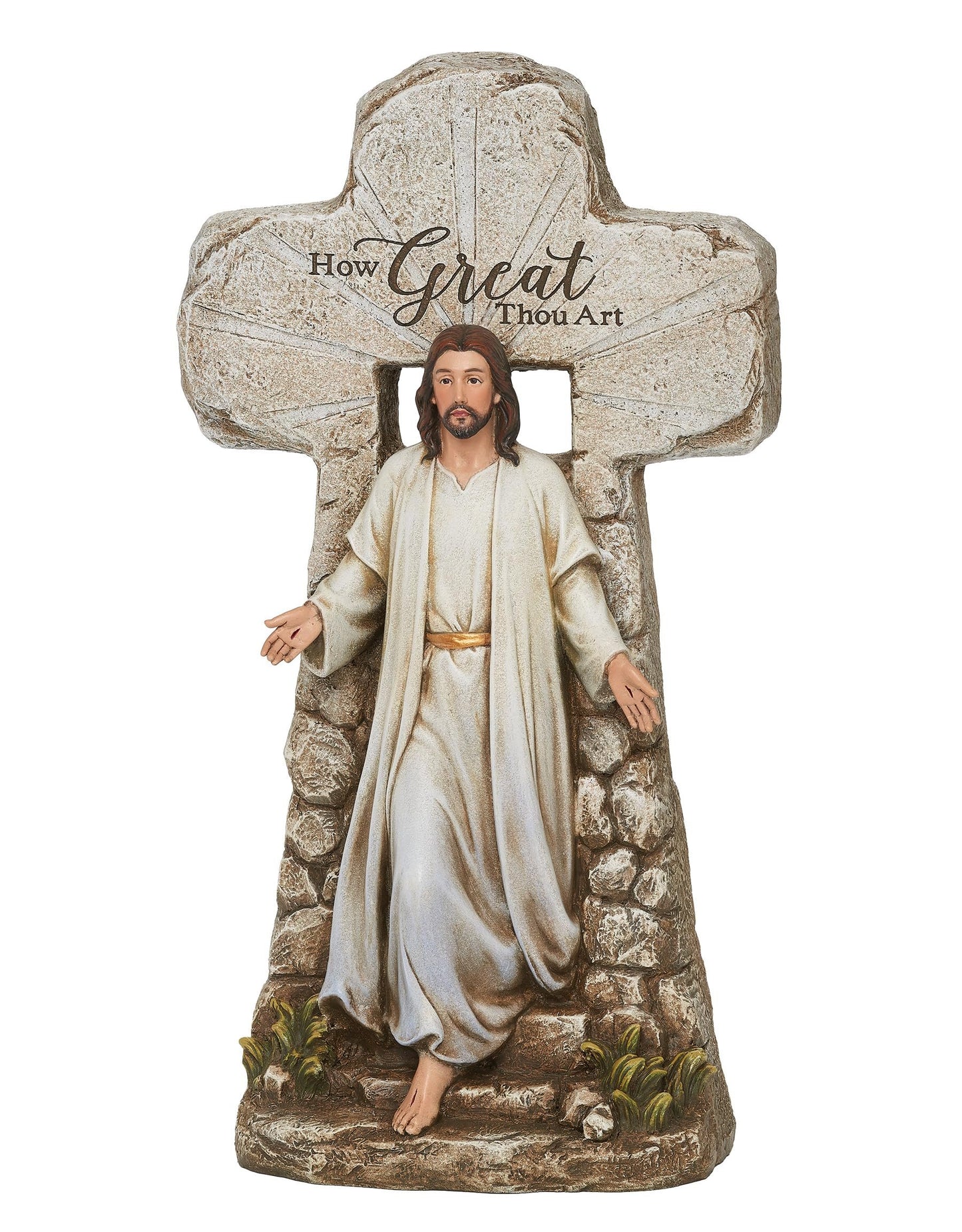Joseph's Studio by Roman - Jesus Rising Cross Figure, Renaissance Collection, 15.25" H, Resin and Stone, Religious Gift, Decoration, Collection, Durable, Long Lasting
