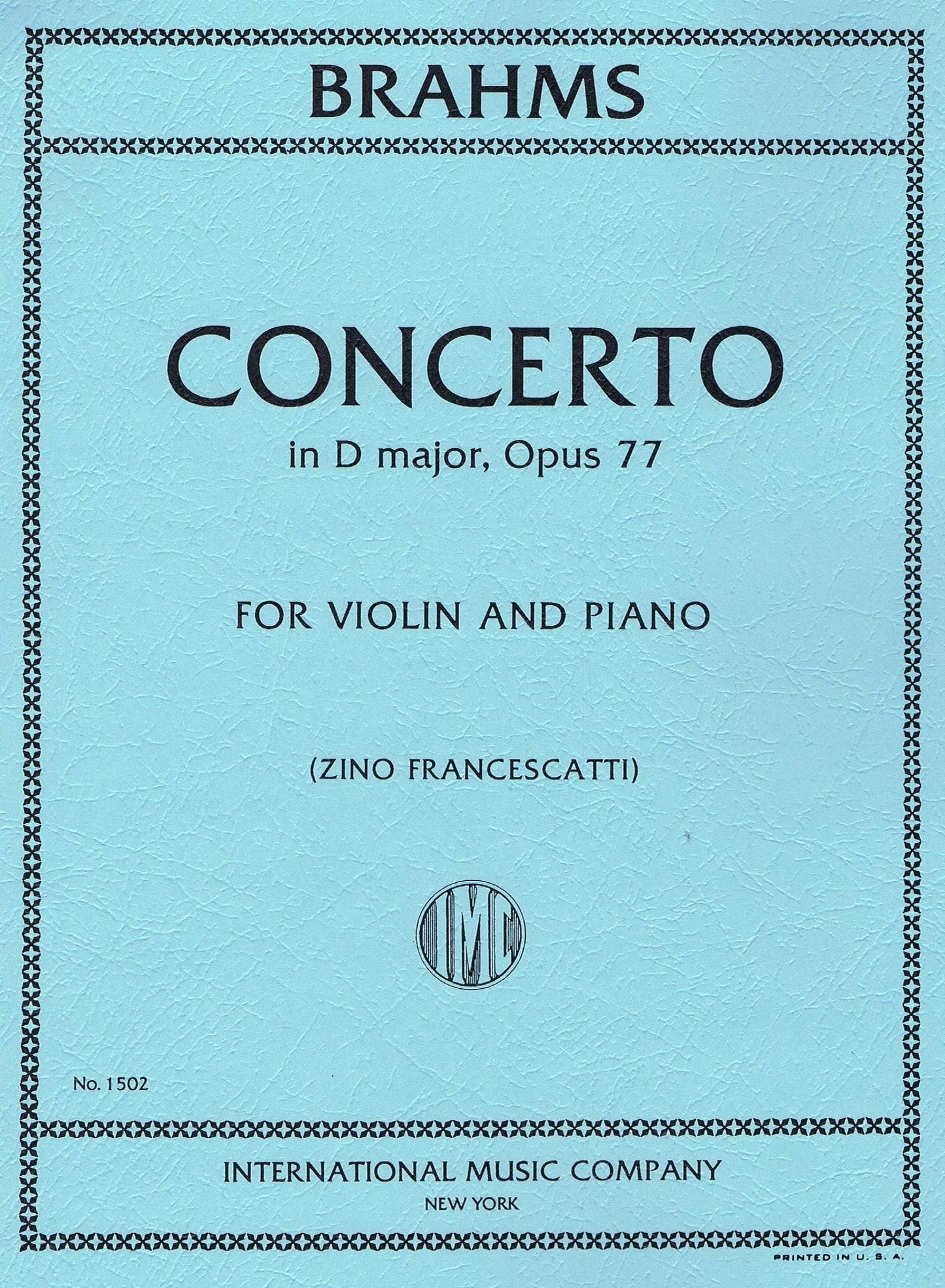 Brahms: Concerto in D major for violin and piano -- Opus 77