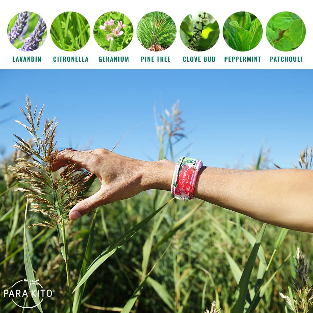 PARA'KITO Mosquito Repellent Bracelets + Refill Pellets Bundle | w/Peppermint Oil, Essential Oils | Hiking & Camping Accessories | Paraben Free, DEET Free - 2 Wristbands & 2 Refills