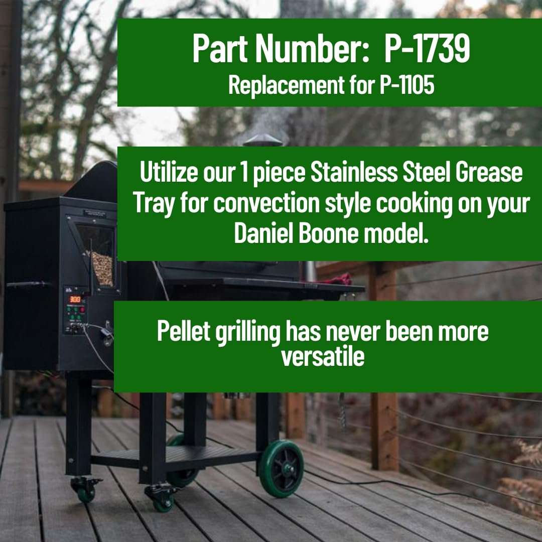 Genuine OEM P-1105 GMG Daniel Boone/Ledge Grease Tray, 1-Piece Stainless Steel