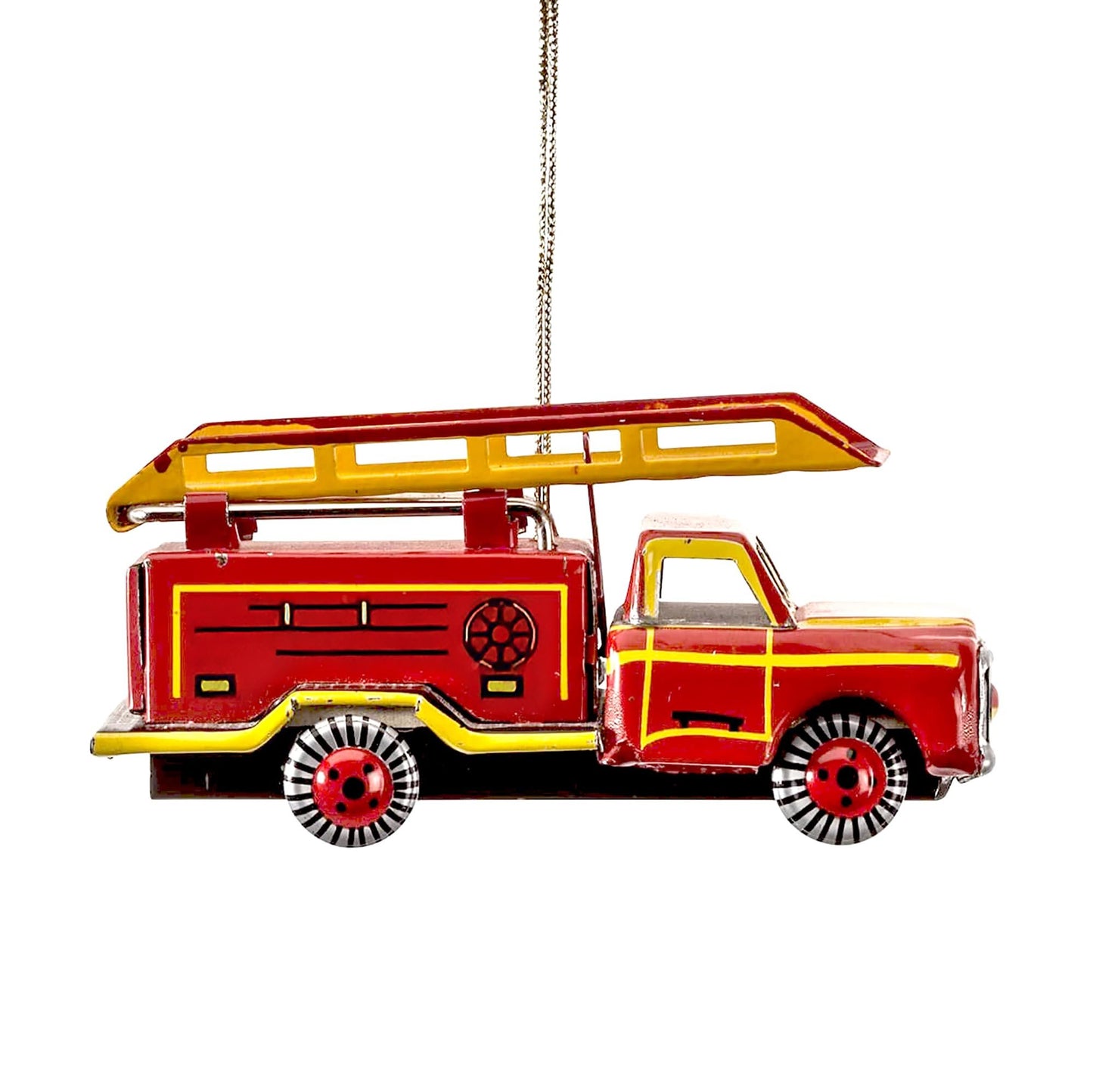 Alexander Taron AT3 Collectible Tin Ornament-Fire Truck-1.5" H x 1.25" W x 3.25" D, Red