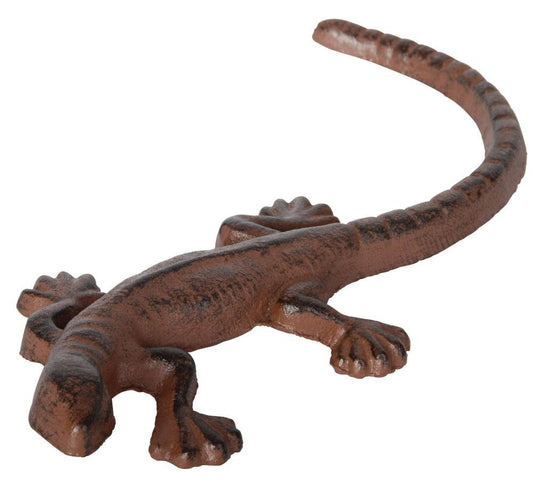 ESSCHERT DESIGN Lizard Sculpture Cast Steel Garden, Brown