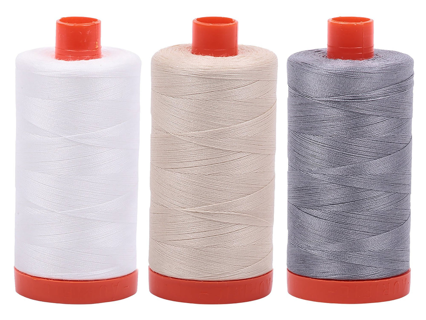 Bundle of Aurifil 50wt Egyptian Cotton Thread, Large 1422 Yard Spools, with and Without Aurifil Empty Thread Case 12 Spool Capacity