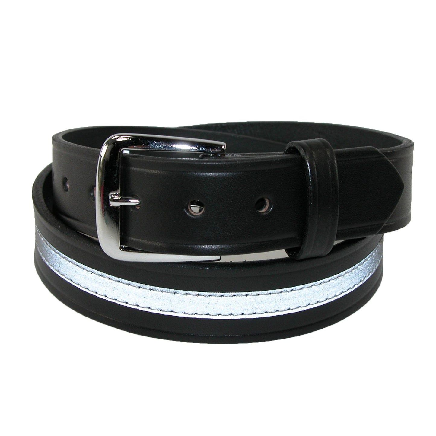Boston Leather Men's Leather Work Belt with Reflective Safety Stripe, 34, Black