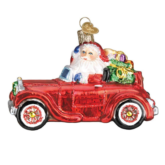 Old World Christmas Santa in Antique CAR Ornament, Multi