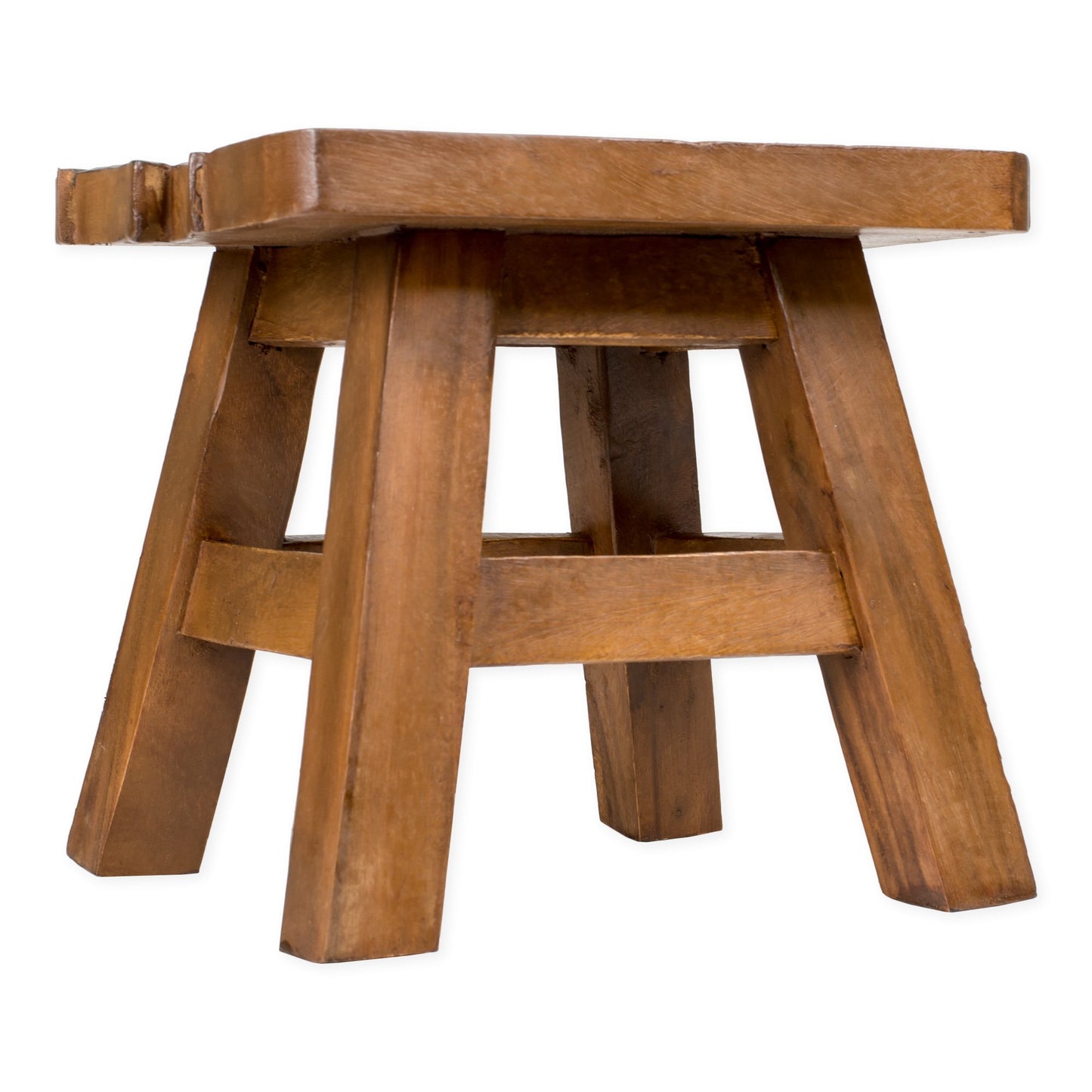 Sea Island Imports Rooster Design Hand Carved Acacia Hardwood Decorative Short Stool