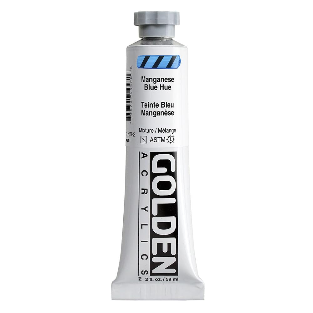 GOLDEN Heavy Body Acrylics, Manganese Blue Hue, 2 fl. oz. Tube, Professional Acrylic Paint, Semi-Transparent