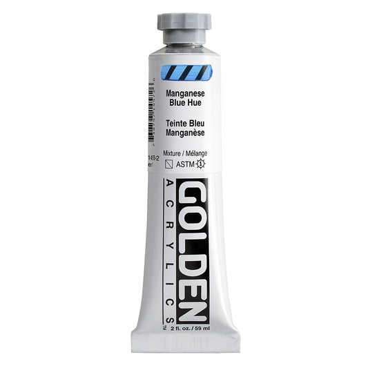 GOLDEN Heavy Body Acrylics, Manganese Blue Hue, 2 fl. oz. Tube, Professional Acrylic Paint, Semi-Transparent