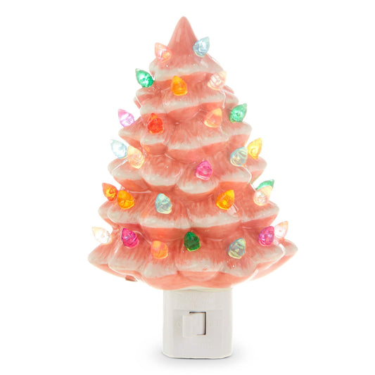 RAZ Imports Vintage Pink Tree Night Light, 6-inch Height, Ceramic and Plastic, Christmas, Home Décor