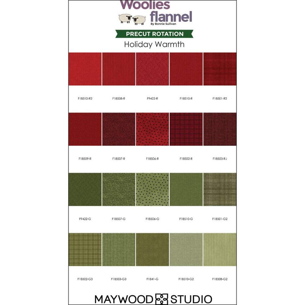 Bonnie Sullivan Woolies Flannel Holiday Warmth 10" Squares 42 Pieces Layer Cake Maywood Studio