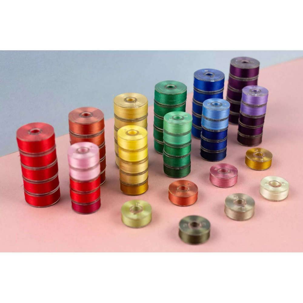 DecoBob Prewound Bobbins Size L 12ct Black White Cream Grey