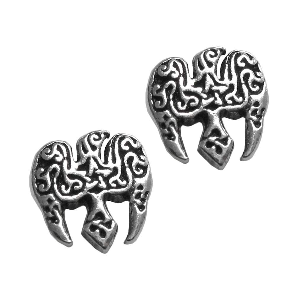 Sterling Silver Raven Pentacle Pentagram Earring Studs
