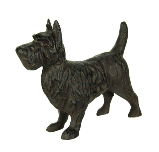 Upper Deck Rustic Brown Cast Iron Scottish Terrier Dog Statue