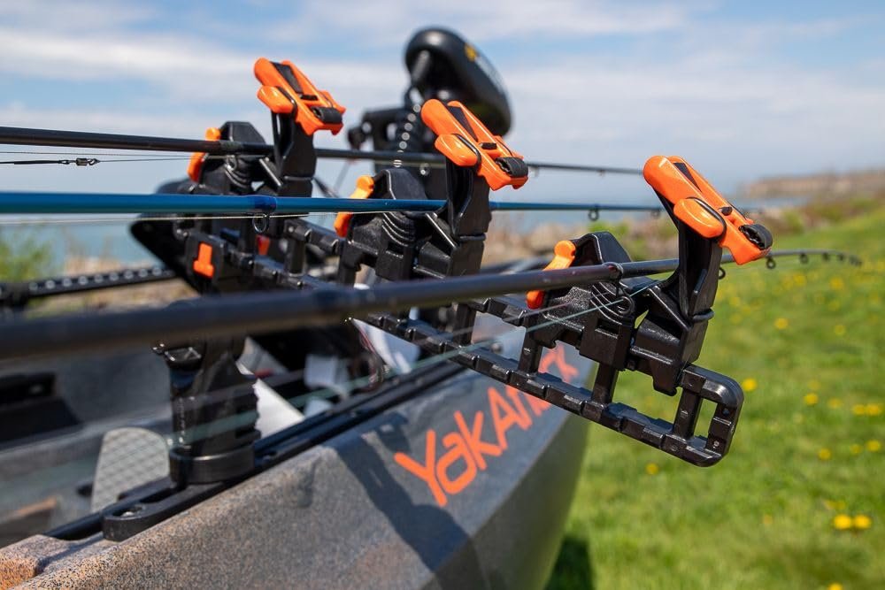 YakAttack SideStage Pro Rod Rack - Set of 2 with Style Options | Horizontal Fishing Rod Holder & Stager | Includes ClickTrac Rails & FlipGrips | Made in USA
